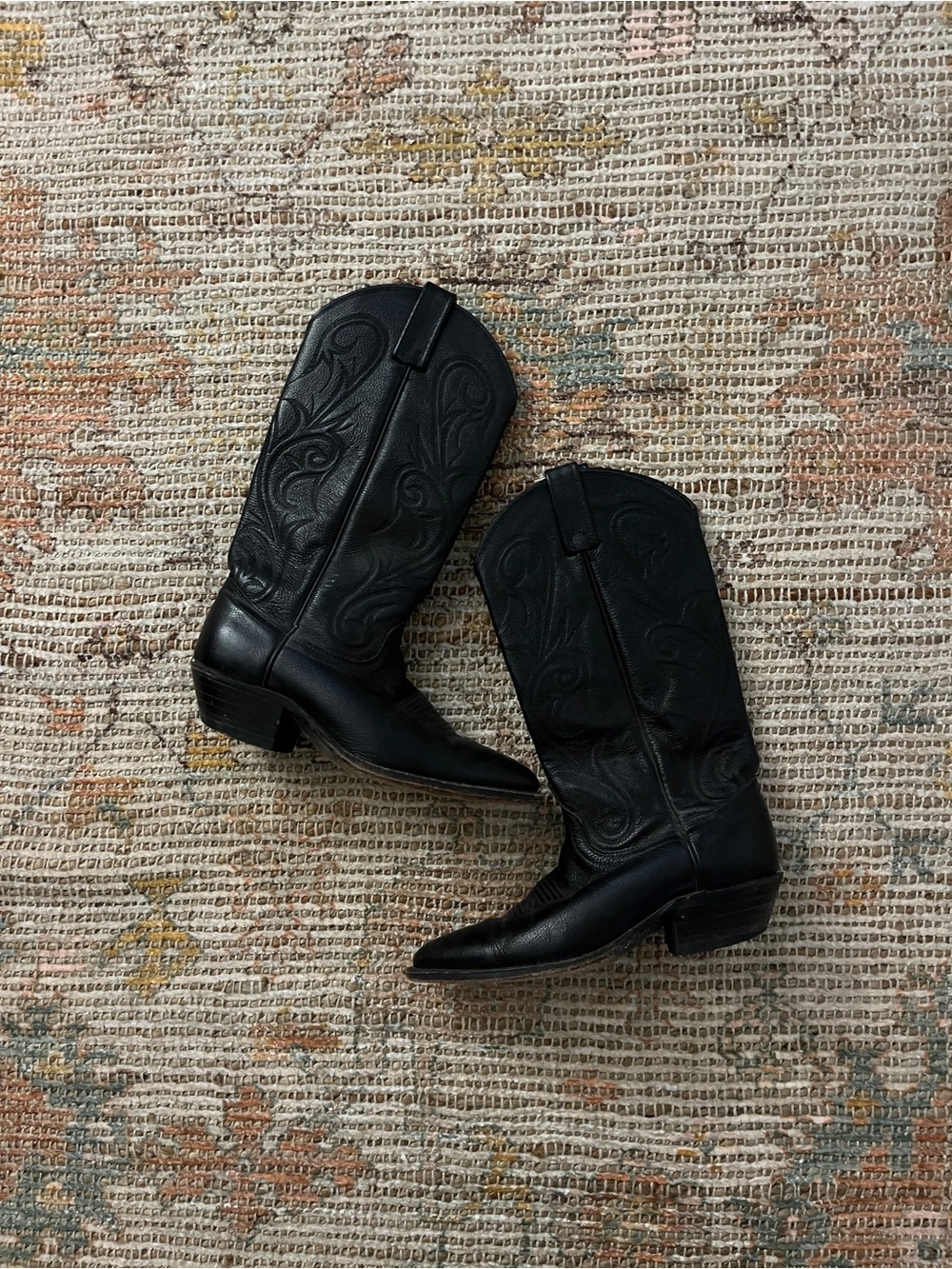 Dan Post Black Leather Western Heeled Boots
